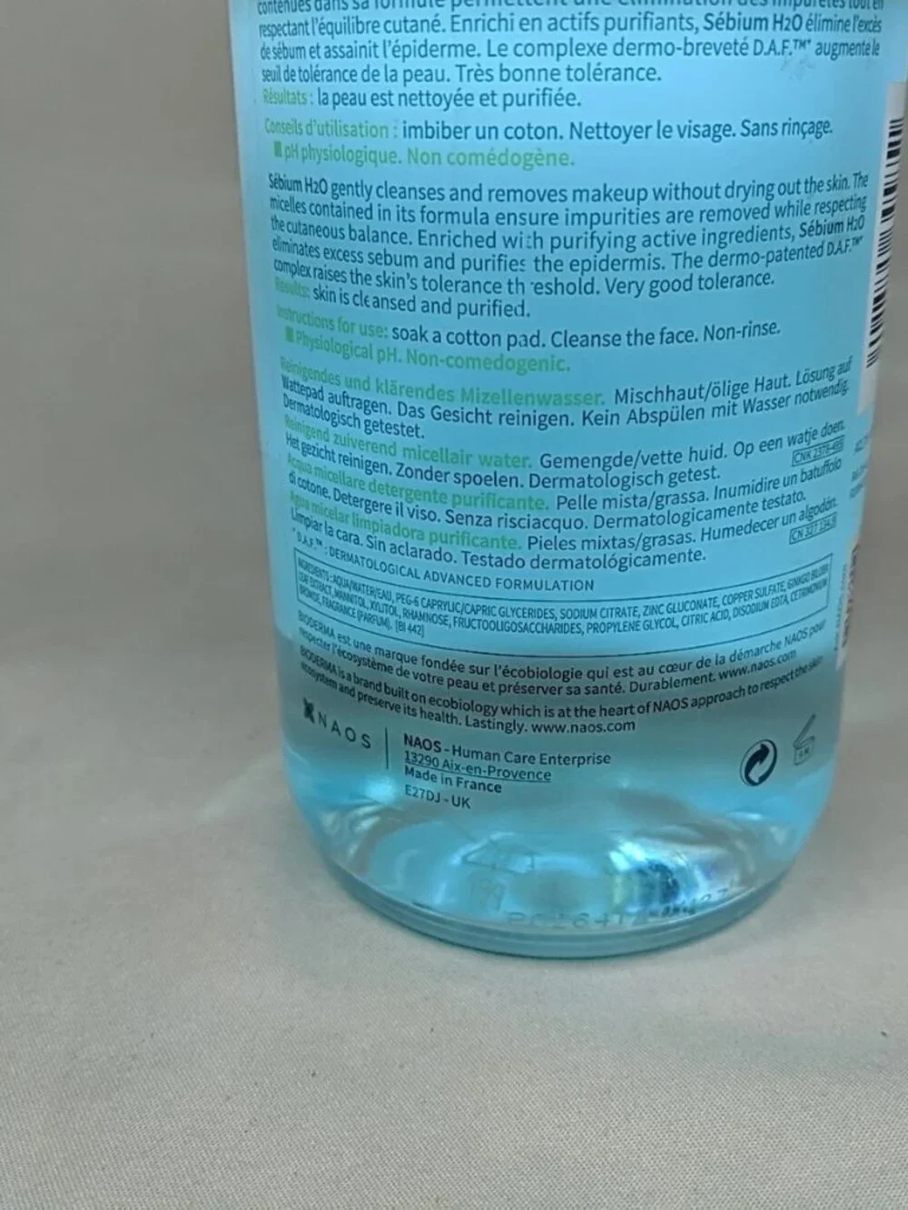 Bioderma Sebium H20 Purifying Cleansing Solution 500 ml 16.9 Fl Oz